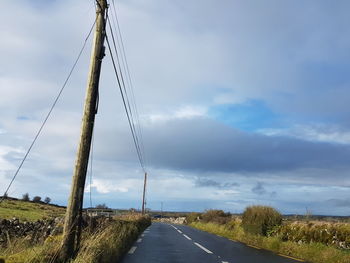 Country road against sky