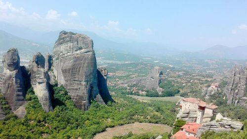 Built structure against mountain range