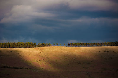 Scenic view of landscape against cloudy sky