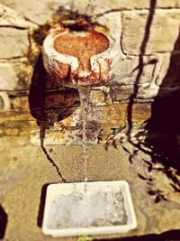 Close-up of rusty water