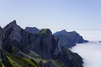 Great view from mount pilatus with clouds beneath