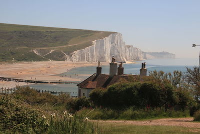 Scenic view of sea against clear sky