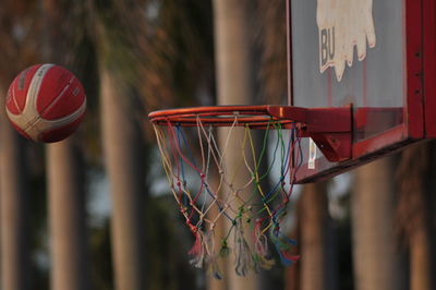 Close-up of basketball hoop