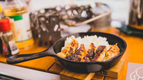 Close-up of food on table