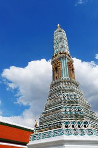 Low angle view of temple against cloudy sky