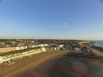 High angle view of cityscape against sky