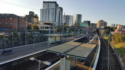 Railroad tracks in city