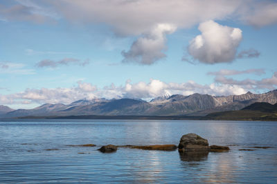 Scenic view of lake against sky