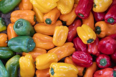 Full frame shot of bell peppers for sale in market