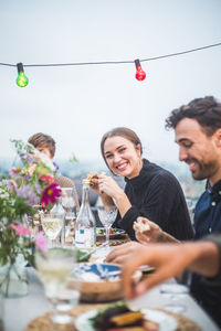 Group of people having food