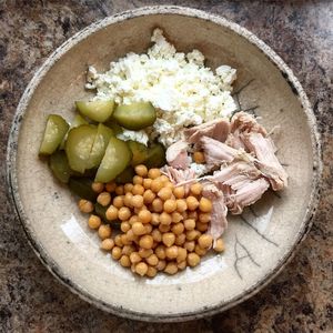 Directly above shot of food in container on table