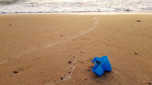 High angle view of umbrella on beach