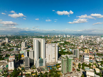 High angle view of cityscape against sky