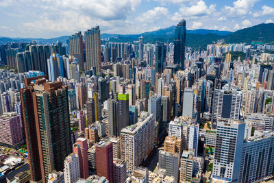 Aerial view of modern buildings in city