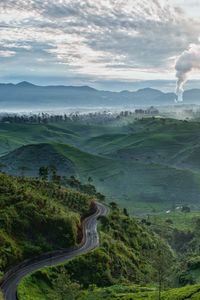 High angle view of landscape against sky