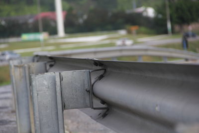 Close-up of pipe on field