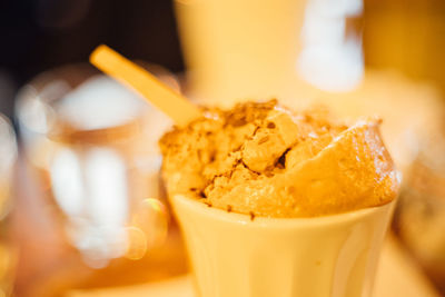 Close-up of chocolate milkshake