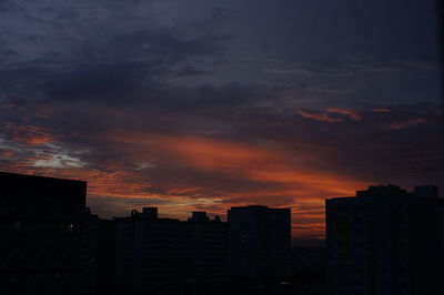 Cityscape against sky during sunset