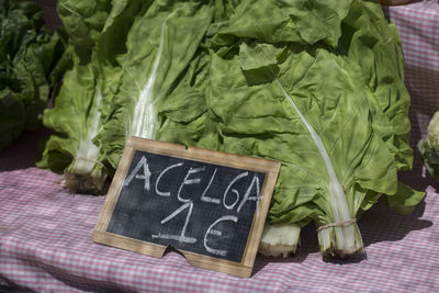 High angle view of vegetables in market