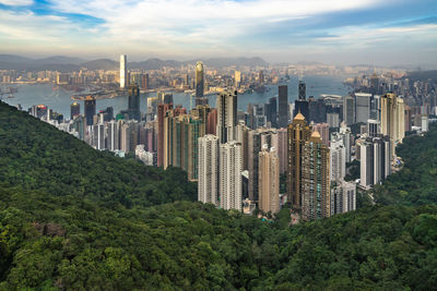 Aerial view of buildings in city