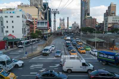 High angle view of traffic on city street