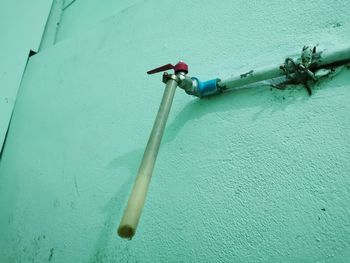 High angle view of pipe on wall