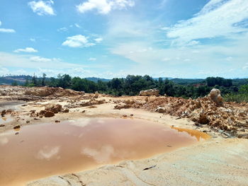 Scenic view of land against sky