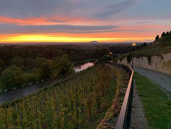 Scenic view of landscape against sky during sunset