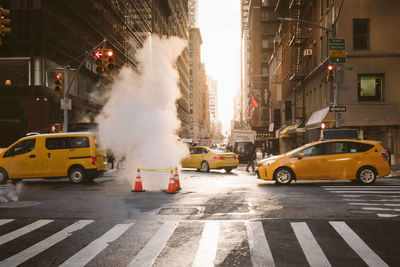 Cars on city street