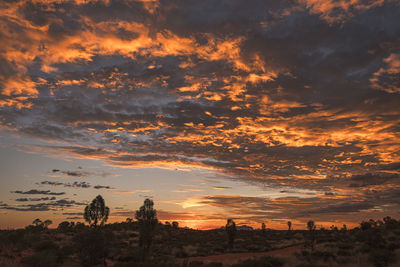 Scenic view of silhouette landscape against sky during sunset