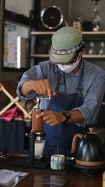 Man working on table