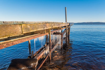 Scenic view of sea against blue sky