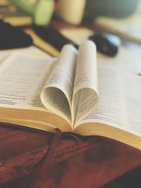 Close-up of book on table