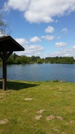 Scenic view of lake against sky