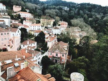 High angle view of houses