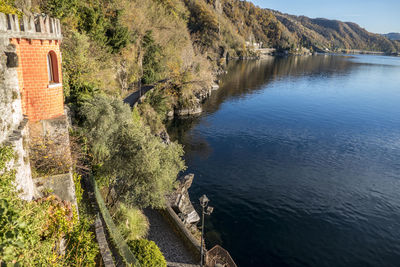 Foliage with red leaves near the lake maggiore in maccagno.