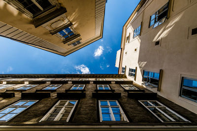 Low angle view of residential building against sky