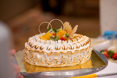 Close-up of cake on table