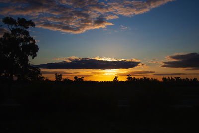 Scenic view of silhouette landscape against sky at sunset