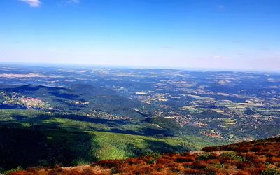 Scenic view of landscape against blue sky