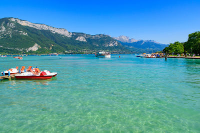 Scenic view of sea against clear sky