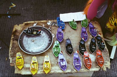 High angle view of shoes on table