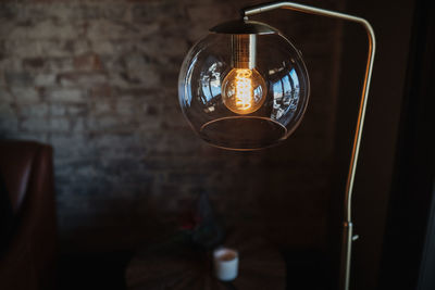 Close-up of illuminated light bulb