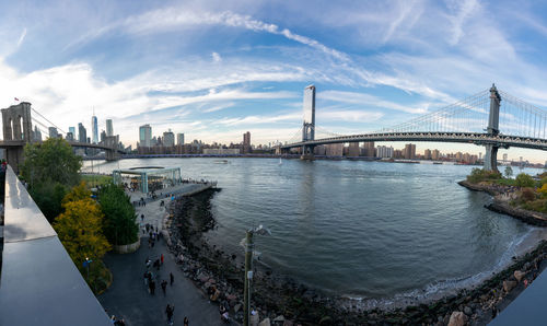 Fisheye view of manhattan from a shopping mall rooftop