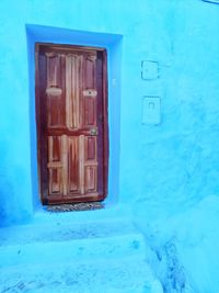 Closed door of building