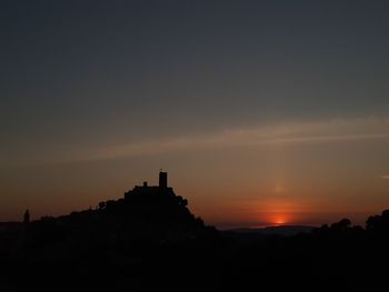 Silhouette of building against sky during sunset