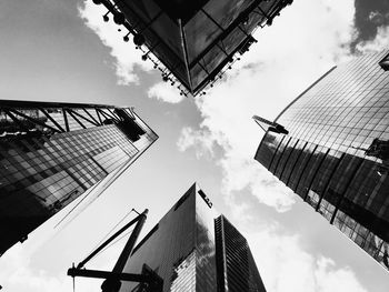 Low angle view of modern buildings against sky