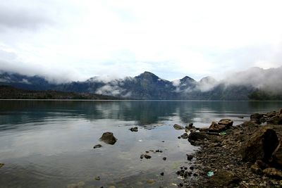 Scenic view of lake against sky