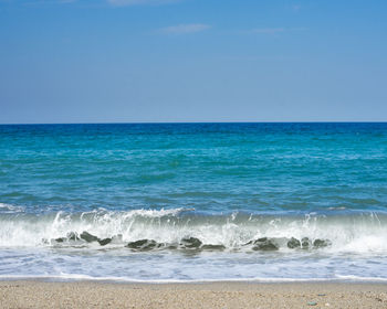 Scenic view of sea against clear sky