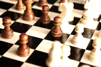 High angle view of chess board